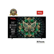 Smart TV TCL 98 pouces QD-Mini LED 98C6K 4K UHD, affichant une image vibrante de papillon vert sur fond sombre