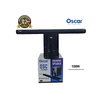 Barre de son OSCAR OSC-2049SB noir 100W, montrant la barre principale allongée au-dessus de son caisson de basses actif.