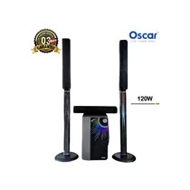 Barre de son Oscar OSC-915T avec caisson de basses lumineux et deux enceintes colonnes verticales noires