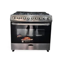 Gros plan du panneau de commande de la cuisinière OSCAR Lux, montrant les boutons d'allumage et de réglage de la flamme