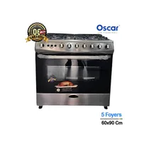 Cuisinière à gaz OSCAR Lux avec 5 foyers en inox, de 60x90 cm, et une garantie de 6 mois