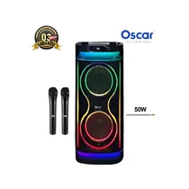 Haut-parleur portable + 2 micros OSCAR OSC-06D33 50W avec lumières LED