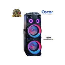 Haut-parleur portable + 2 micros OSCAR OSC-WD12H 125W avec double woofer et lumières LED