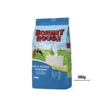 Sachet de Lait en Poudre Bonnet Rouge 360g avec logo rouge et bleu.