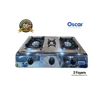 Plaque à gaz Oscar OSC-302 avec 3 foyers automatiques en cuisine moderne