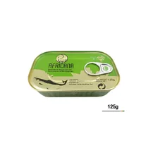 Boîte de conserve de Sardine Africana 125g à l'huile végétale avec anneau d'ouverture facile.