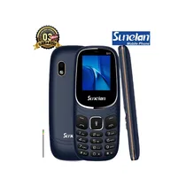 Téléphone classique Sunelan S11 bleu marine, compact et léger, avec caméra arrière, garniture dorée, et logo de garantie 3 mois.