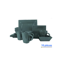 Ensemble complet vaisselle porcelaine 16 pièces couleur violet sombre grande assiette bol tasse entremets