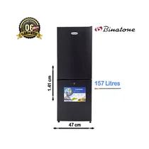 Réfrigérateur-combiné-BINATONE-FR-180C-noir-157L-vue-façade