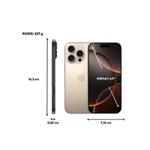 Présentation des dimensions et du poids de l'iPhone 16 Pro Max 256Go occasion