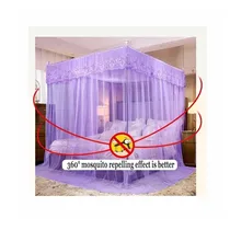 Moustiquaire de lit avec bords en dentelle de couleur violet