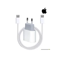 Kit de charge rapide Boitier + Câble de charge Apple blanc 20W avec adaptateur secteur USB-C et câble tressé USB-C vers USB-C