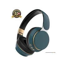 Casque Bluetooth XBASS FG-07S, couleur vert canard/bleu nuit avec accents dorés, design over-ear et garantie 3 mois