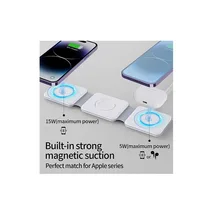 Gros plan sur la zone de charge magnétique de la station 3 en 1, montrant le design compact et les surfaces antidérapantes