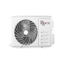 Gros plan sur l'unité extérieur du climatiseur ROCH RAC-S12R4-E, mettant en évidence son design épuré et son système de ventilation