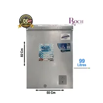 Congélateur coffre Roch 99 Litres RCF-125-A gris, mesurant 82cm H x 55cm L. Doté de la fonction Fast Freezing et garanti 6 mois