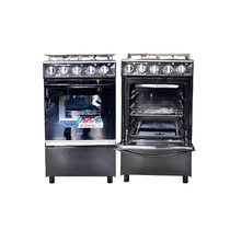 Cuisinière à gaz FIABTEC FTGOX-5050 noire, avec 4 foyers, vue du four ouvert, dimensions 50x50 cm