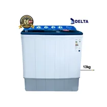 Machine à laver Delta 13kg DL-WM1301 blanche et bleue, semi-automatique, double bac, idéal pour les très grandes lessives