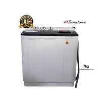 Machine à laver Binatone 7kg BWM-070B blanche double bac, semi-automatique, avec couvercle noir et garantie 6 mois