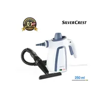 Nettoyeur vapeur portable Silver Crest de couleur blanche et grise avec un réservoir de 250 ml