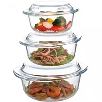 Pots de cuisson en verre transparent Pyrex populaire avec couvercle - Grand Modèle