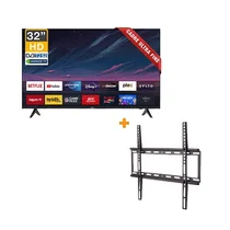 Smart TV Roch 32 pouces + Support mural. L'écran affiche l'interface d'accueil avec les logos des applications de streaming.