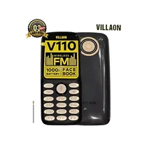 Téléphone portable Villaon V110 noir avec Radio FM sans fil, batterie 1000mAh et logo Facebook