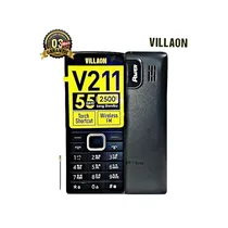 Téléphone Villaon V211 noir, mettant en avant l'autonomie de 55 jours, la batterie 2500mAh, la fonction Torch Shortcut et Wireless FM