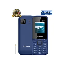 Téléphone Classique Sunelan S17 bleu, double SIM, vue avant et arrière avec logo et affichage