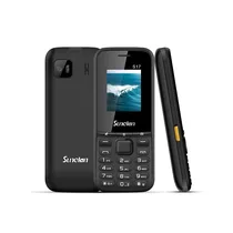 Téléphone Sunelan S17 noir, double SIM, vue avant et arrière avec logo et affichage