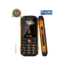 Téléphone portable Sunelan U70 incassable, couleur orange et noir, avec clavier physique, vue de face et de profil