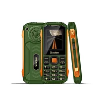 Téléphone Sunelan U70 incassable, couleur verte et orange, avec clavier physique, vue de face et de profil