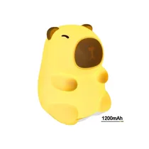 Veilleuse enfant Capybara JXJA049 en silicone jaune, rechargeable avec batterie 1200mAh, lumière chaude et design mignon