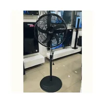 Ventilateur Roch RSF-1885-C noir 18 pouces, vu de face, avec sa grille et sa base ronde.