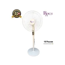Ventilateur sur pied Roch RSF-1882-C 18 pouces, couleur blanc/crème, avec grille de sécurité et base ronde stable. Garantie 03 mois