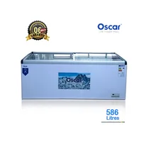 Congélateur vitrine Oscar 586 Litres OSC-SD586A, couleur blanche, avec couvercles coulissants en verre transparent pour produits surgelés, classe énergétique A, garantie 6 mois