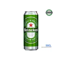 Canette de Bière Heineken 50cl posée sur une table en extérieur