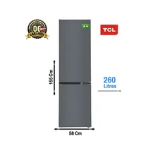 Réfrigérateur Combiné TCL 260 litres F345BF gris anthracite, hauteur 155 cm, largeur 58 cm, classe A+