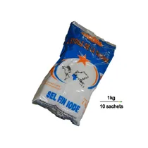 10 sachet de Sel Fin SASEL 1kg couleur bleu et blanc l'Etoile de la Cuisine