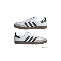Vue latérale de la adidas Samba OG avec logo doré