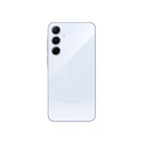 Gros plan sur le module triple caméra 50 MP du Galaxy A55, mettant en évidence l'OIS et la texture du dos en verre.
