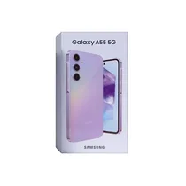 Galaxy A55 posé sur une table avec accessoires modernes