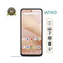 Smartphone Wiko T21 argenté vu de face avec écran allumé