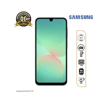 Samsung Galaxy A26 5G noir vu de face avec écran Super AMOLED allumé