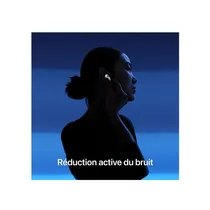 Vue des Airpods 4 génériques portés par une femme