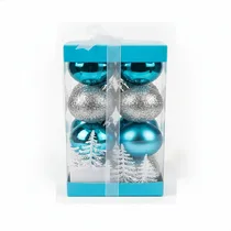 Boules de Noël Hivernales | Bleu Turquoise & Argent Scintillant