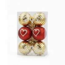 Boules de Noël Luxe - Rouge Pailleté et Or Laqué