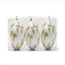 Boules de Noël Élégantes Blanc Pailleté et Or