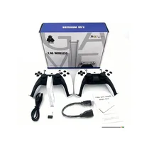 Console rétro 4k Game Stick Lite (dongle HDMI), avec deux manettes noires sans fil 2.4G et 10000 jeux intégrés