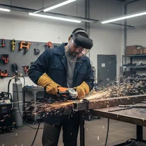 Ouvrier utilisant la Meuleuse d'angle Finder Industrial 1400W